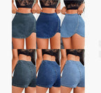 Mini-short en jean moulant pour femme