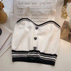 Gilet court en maille pour femme Sweet Wind Love Button