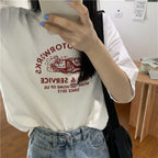 T-shirts femme manches courtes imprimés décontractés style coréen mode Harajuku amples col rond streetwear étudiant polyvalent simple