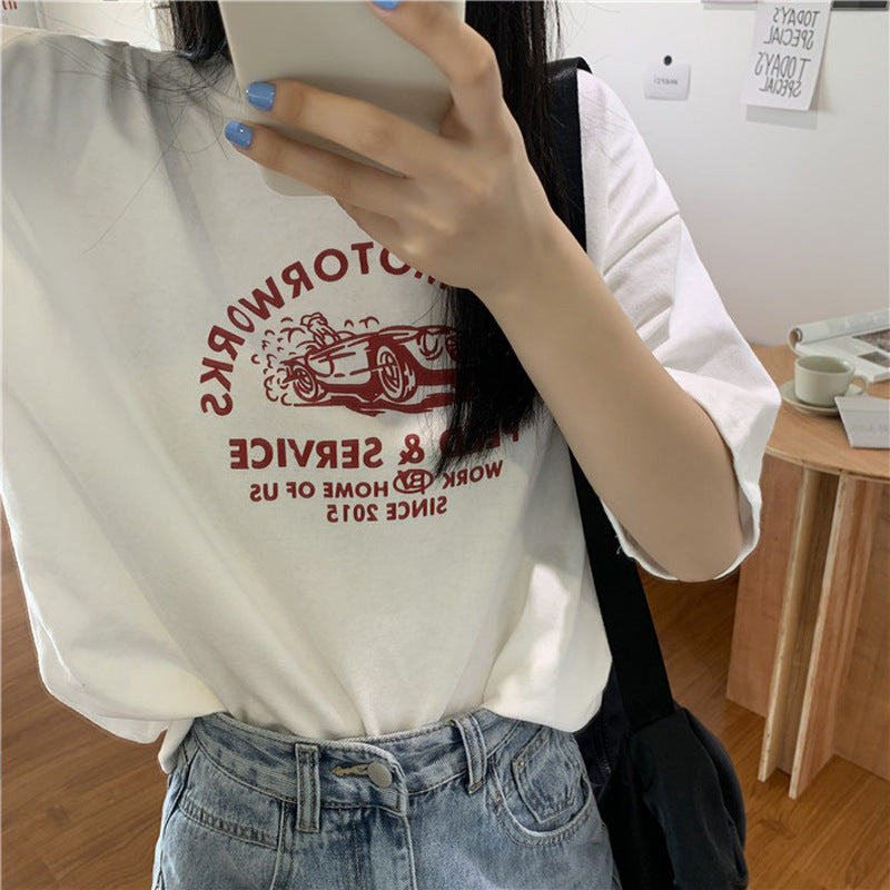 T-shirts femme manches courtes imprimés décontractés style coréen mode Harajuku amples col rond streetwear étudiant polyvalent simple