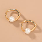 Boucles d'oreilles perles creuses pour femmes, boucles d'oreilles simples, rétro et tendance
