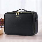 Trousse de Toilette en Cuir Grande Capacité Portable Trousse de Maquillage pour Maquilleur