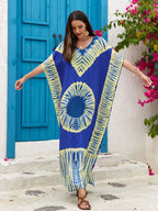 Robe longue en rayonne imprimée à col en V pour les vacances