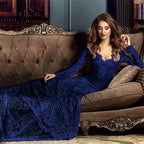 Robe longue Fantasy à manches longues, col en V et dos nu
