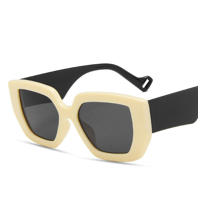 Lunettes de soleil polygonales contrastées pour la personnalité latérale Lunettes de soleil rétro Main Image