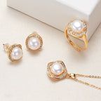 Parure Collier Bague Boucles d'Oreilles Perles