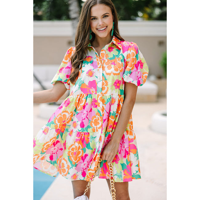 Robe d'été à manches bouffantes et imprimé floral Main Image