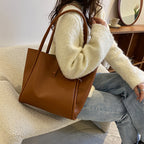 Sacs fourre-tout décontractés de grande capacité pour femmes, sac à bandoulière de shopping de couleur unie avec portefeuille, sac à main pour dames