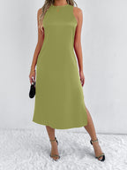 Robe en Satin Couleur Pure pour Femme