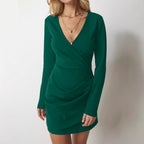 Fashion Sexy Deep V-neck Sexy Autumn Dress