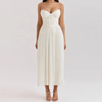 Robe plissée élégante sans manches à col en V