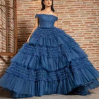 Bridal Wedding One Line Neck Lacquer Mesh Dress