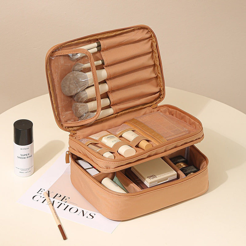 Trousse de maquillage portable en tissu Oxford avec séparateurs