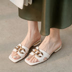 Mules à chaîne Muller pour femmes Sandales à talons bas
