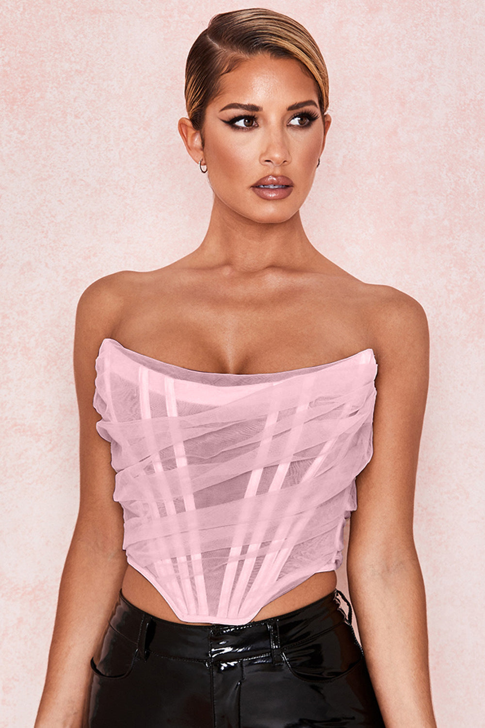 Soutien-gorge en maille à chevrons et gilet court pour femme