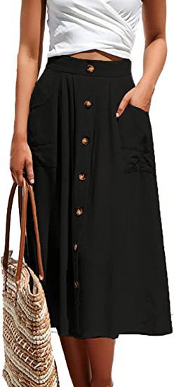 Jupe Décontractée Bouton Vêtements Femme