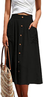 Jupe Décontractée Bouton Vêtements Femme