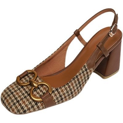 Chaussures à talon épais Baotou colorées pour femmes