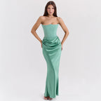 Robe longue bustier moulante, robe de soirée sexy sans dos pour femmes