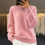 Chandail pull en tricot torsadé rétro à la mode pour femme