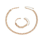 Parure Collier et Bracelet Femme avec Feuilles en Verre et Strass Élégants, Bijoux de Luxe à la Mode