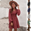Robe longue à manches longues imprimé pois col en V manches lanternes taille plissée coupe ajustée évasée Vêtements pour femmes