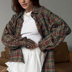 Chemise décontractée polyvalente à manches longues style rétro pour femmes