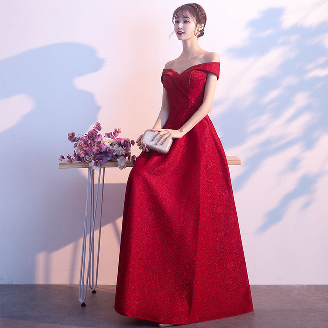 Robe de soirée rouge de fiançailles Main Image