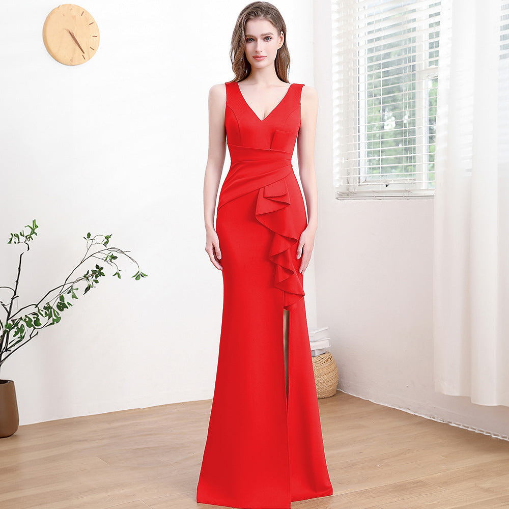 Robe de Soirée Femme Haut de Gamme Élégante Simple et Luxe Léger