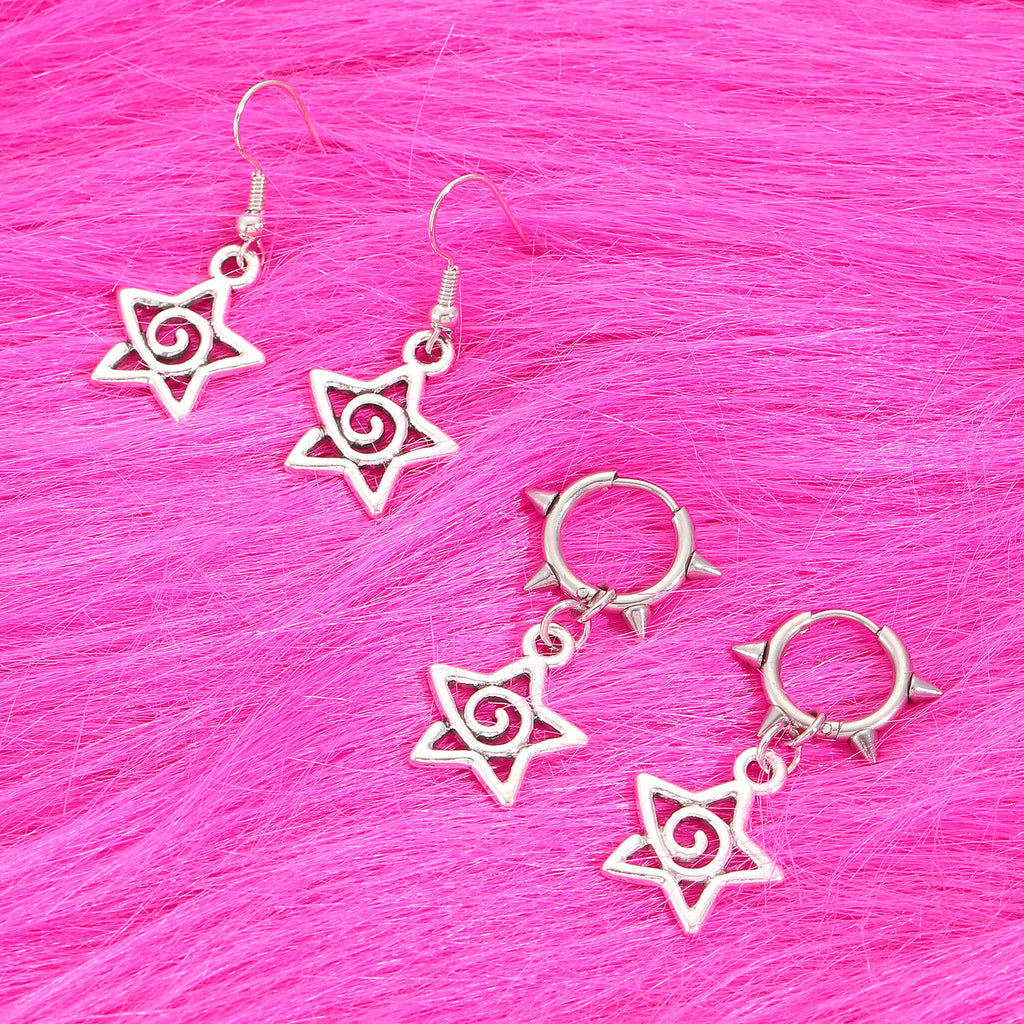 Boucles d'oreilles pendantes vintage gothiques avec nœud papillon et rivet, style punk, pour femmes