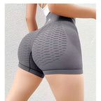 Shorts de sport pour femmes, taille haute, pour la gym, le yoga, le fitness, motif quadrillé