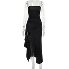 Fashionable Strapless Slit Dress For Women