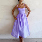 Robe à bretelles unie, imprimée, fraîche, douce et sexy pour femme