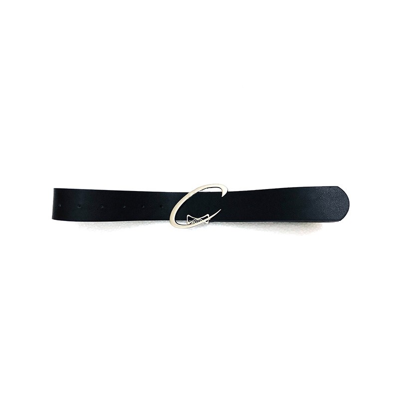 Ceinture noire en similicuir PU simple avec boucle ardillon métallique