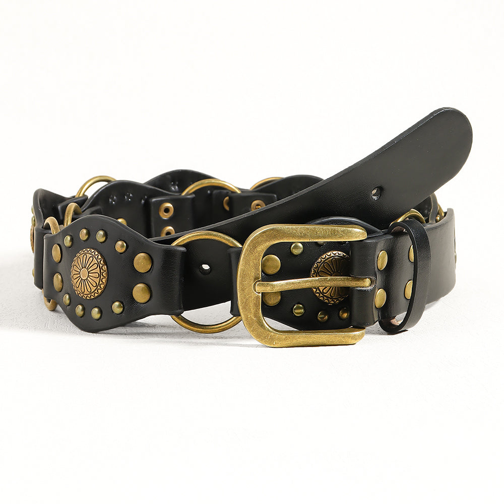 Ceintures vintage pour hommes et femmes avec jolie boucle métallique rivetée Accessoires de mode punk hip-hop