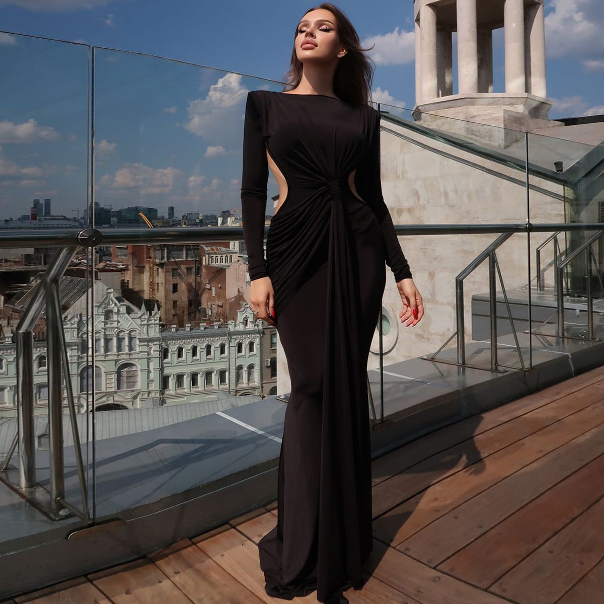 Robe amincissante à manches longues pour femme