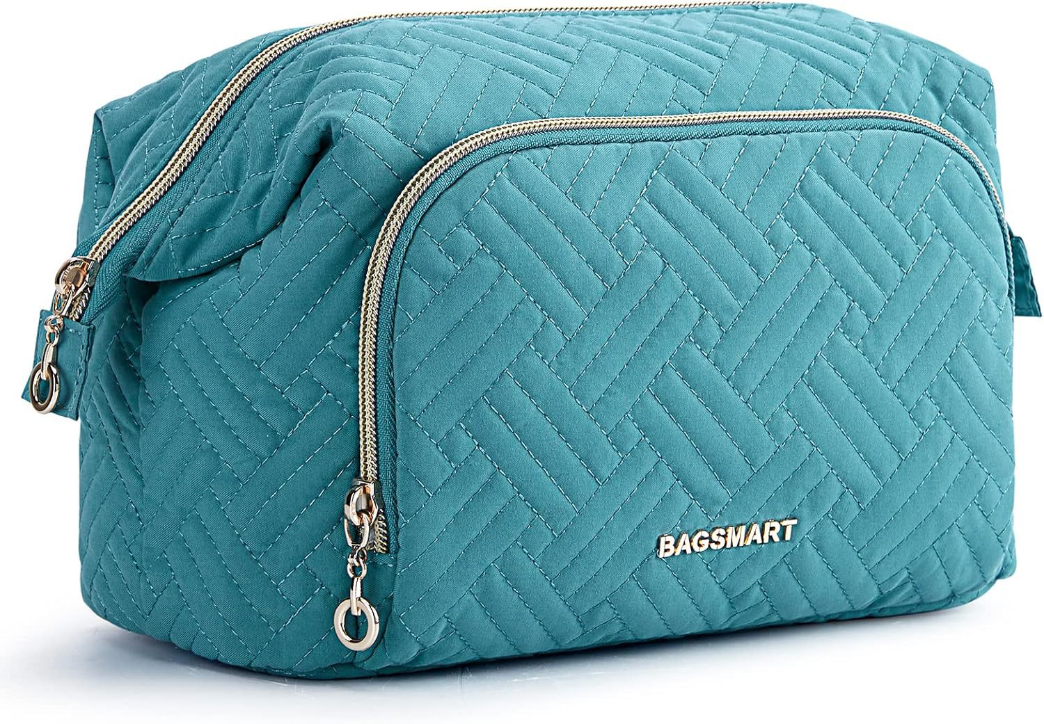 Grande trousse de maquillage matelassée à large ouverture