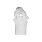 Chemisier décontracté blanc à volants patchwork pour femme