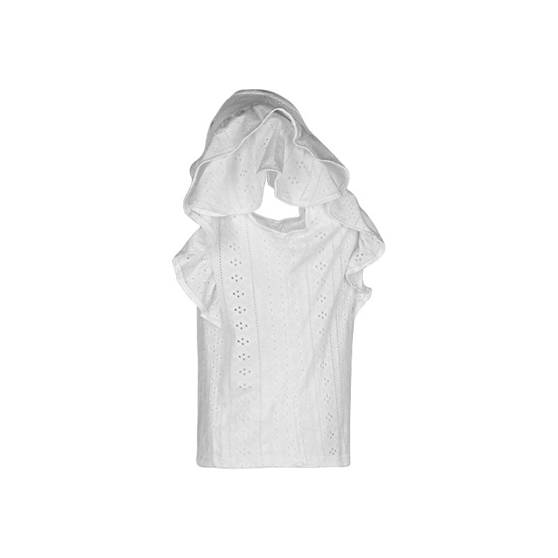 Chemisier décontracté blanc à volants patchwork pour femme