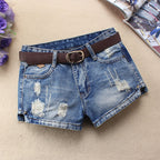Shorts en jean pour femme, mini-rivets, taille basse
