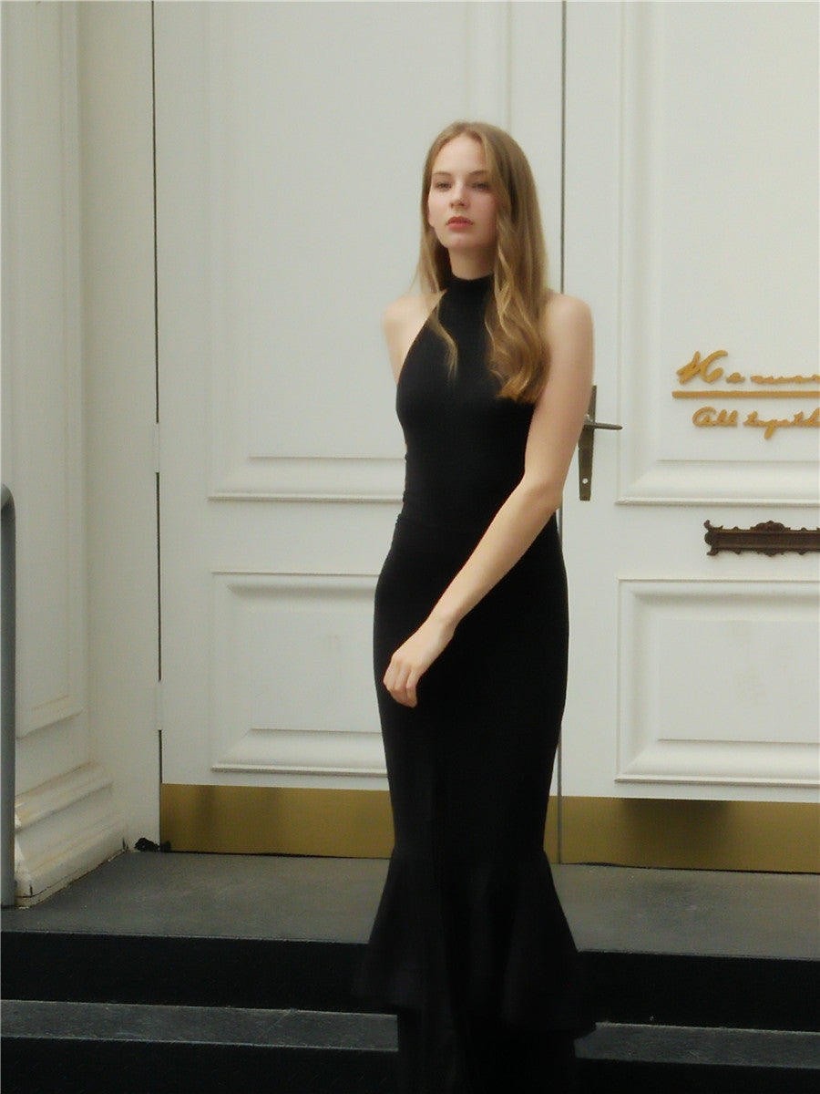 Robe longue sans manches Grand bal Robe sexy taille haute pour femme