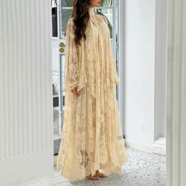Vietnamese-style Embroidered Heavy-duty Long-sleeve Loose Ruffle Dress Main Image
