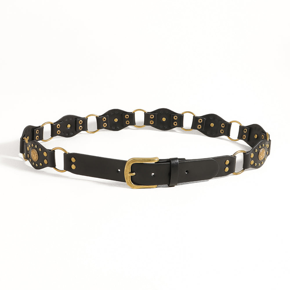 Ceintures vintage pour hommes et femmes avec jolie boucle métallique rivetée Accessoires de mode punk hip-hop
