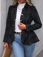 Blazer croisé femme slim à revers et volants