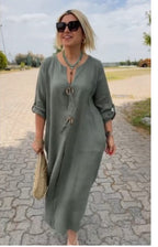 Robe simple décontractée de couleur unie pour femme