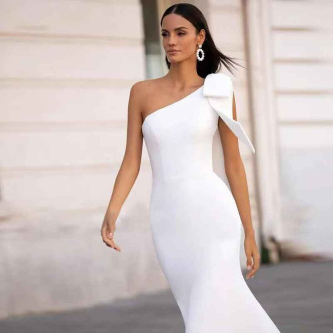 Fishtail Wedding Dress Slimming Long One-shoulder Gown Main Image