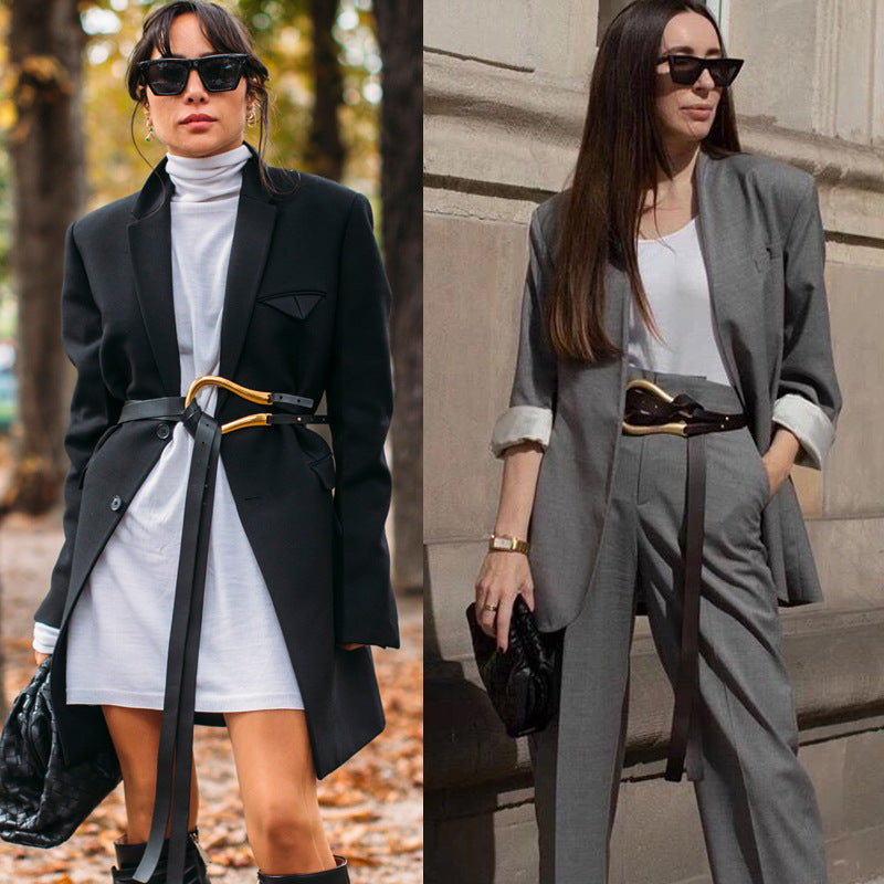 Ceinture Vachette avec boucle pour femme, costume cool