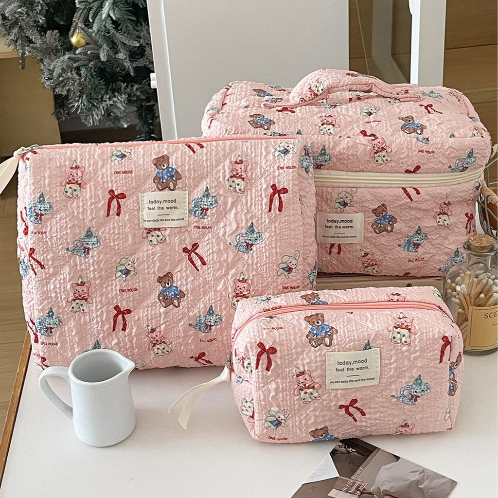 Trousse de maquillage grande capacité à nœud papillon