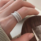 Bagues empilables en argent sterling 925 irrégulières de style INS pour femmes, simples, inaltérables et polyvalentes