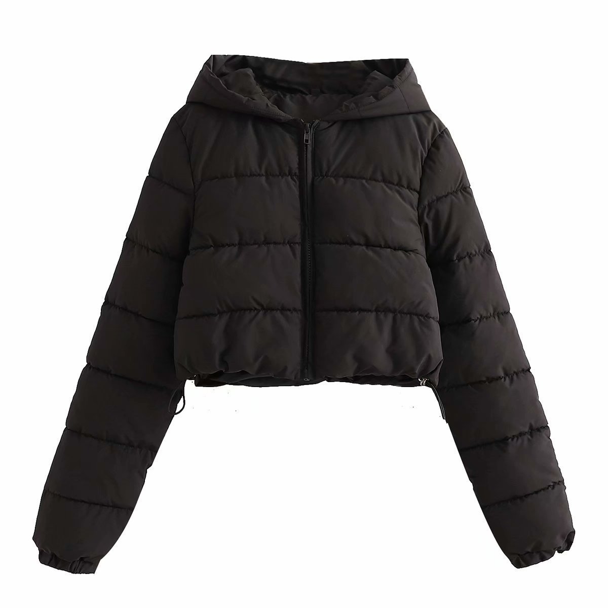 Doudoune courte en coton multicolore avec capuche pour femme